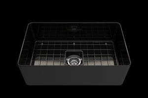 Aderci 30' x 18' x 10' Single-Basin Farmhouse Apron Front Kitchen Sink in Black