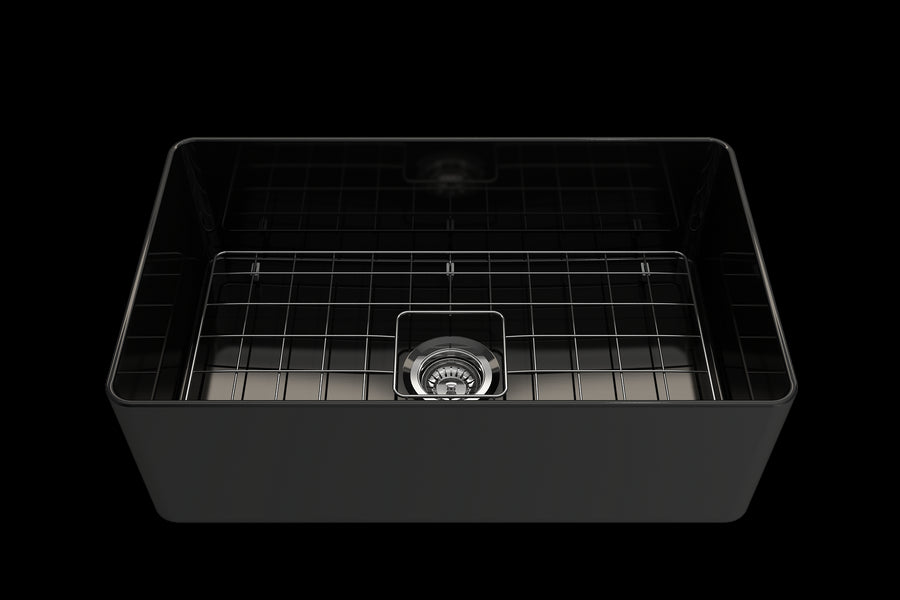 Aderci 30' x 18' x 10' Single-Basin Farmhouse Apron Front Kitchen Sink in Black