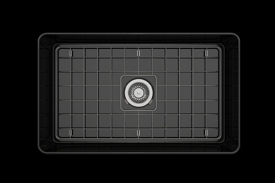 Aderci 30' x 18' x 10' Single-Basin Farmhouse Apron Front Kitchen Sink in Black