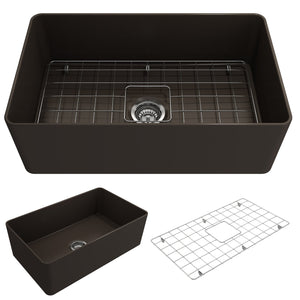 Aderci 30' x 18' x 10' Single-Basin Farmhouse Apron Front Kitchen Sink in Matte Brown
