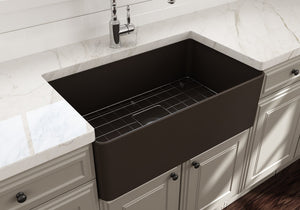 Aderci 30' x 18' x 10' Single-Basin Farmhouse Apron Front Kitchen Sink in Matte Brown
