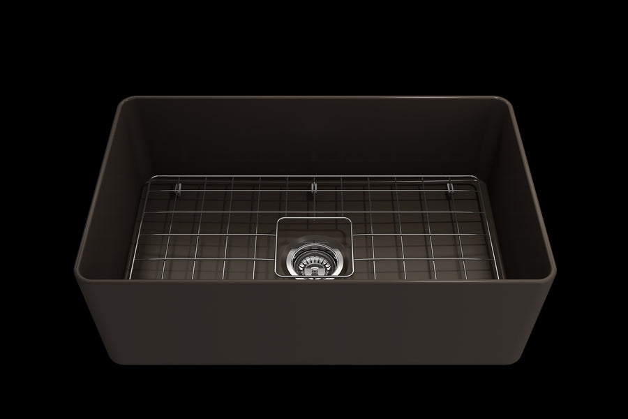 Aderci 30' x 18' x 10' Single-Basin Farmhouse Apron Front Kitchen Sink in Matte Brown