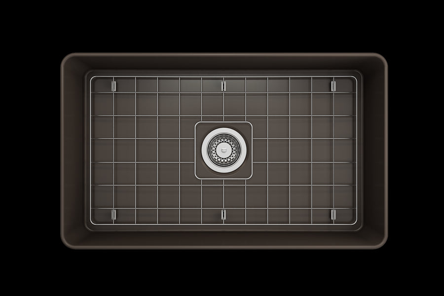 Aderci 30' x 18' x 10' Single-Basin Farmhouse Apron Front Kitchen Sink in Matte Brown