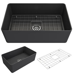 Aderci 30' x 18' x 10' Single-Basin Farmhouse Apron Front Kitchen Sink in Matte Dark Gray