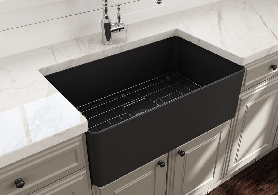 Aderci 30' x 18' x 10' Single-Basin Farmhouse Apron Front Kitchen Sink in Matte Dark Gray