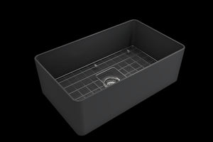 Aderci 30' x 18' x 10' Single-Basin Farmhouse Apron Front Kitchen Sink in Matte Dark Gray