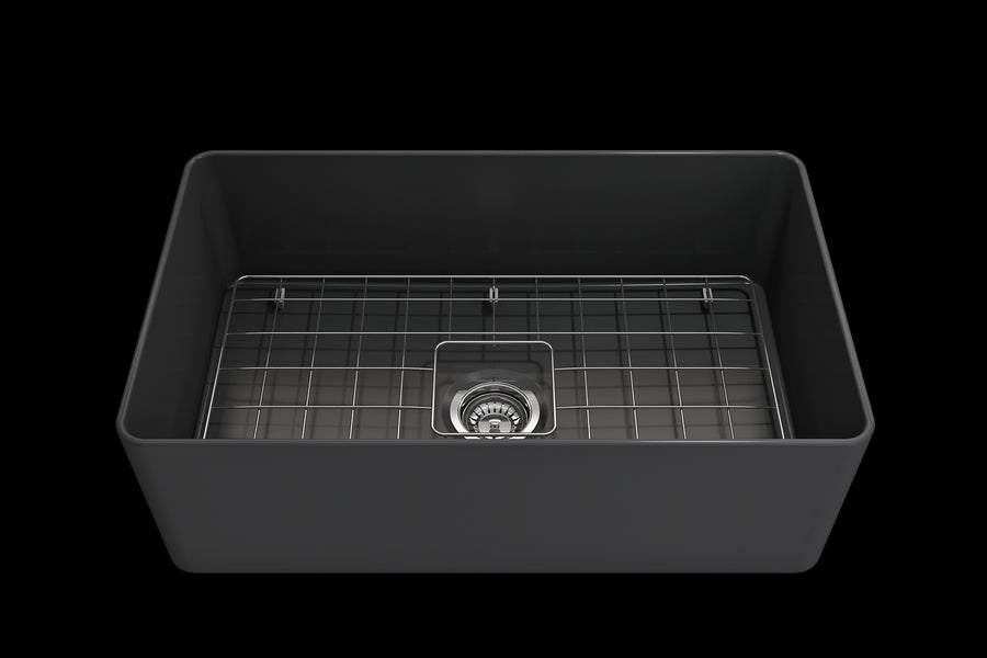 Aderci 30' x 18' x 10' Single-Basin Farmhouse Apron Front Kitchen Sink in Matte Dark Gray
