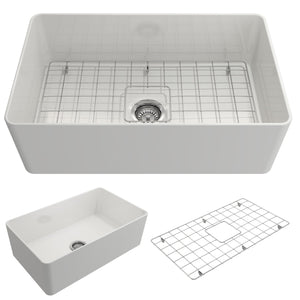 Aderci 30' x 18' x 10' Single-Basin Farmhouse Apron Front Kitchen Sink in White