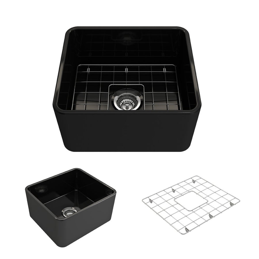 Classico 20' x 18' x 10' Single-Basin Farmhouse Apron Front Kitchen Sink in Black
