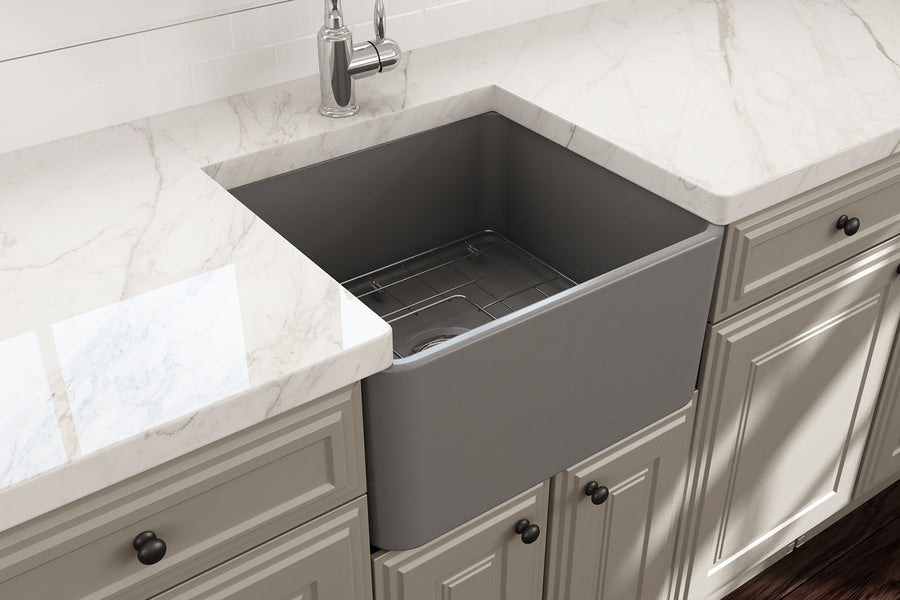 Classico 20' x 18' x 10' Single-Basin Farmhouse Apron Front Kitchen Sink in Matte Gray
