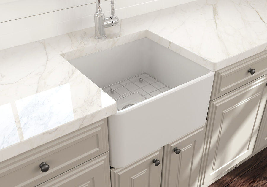 Classico 20' x 18' x 10' Single-Basin Farmhouse Apron Front Kitchen Sink in Matte White