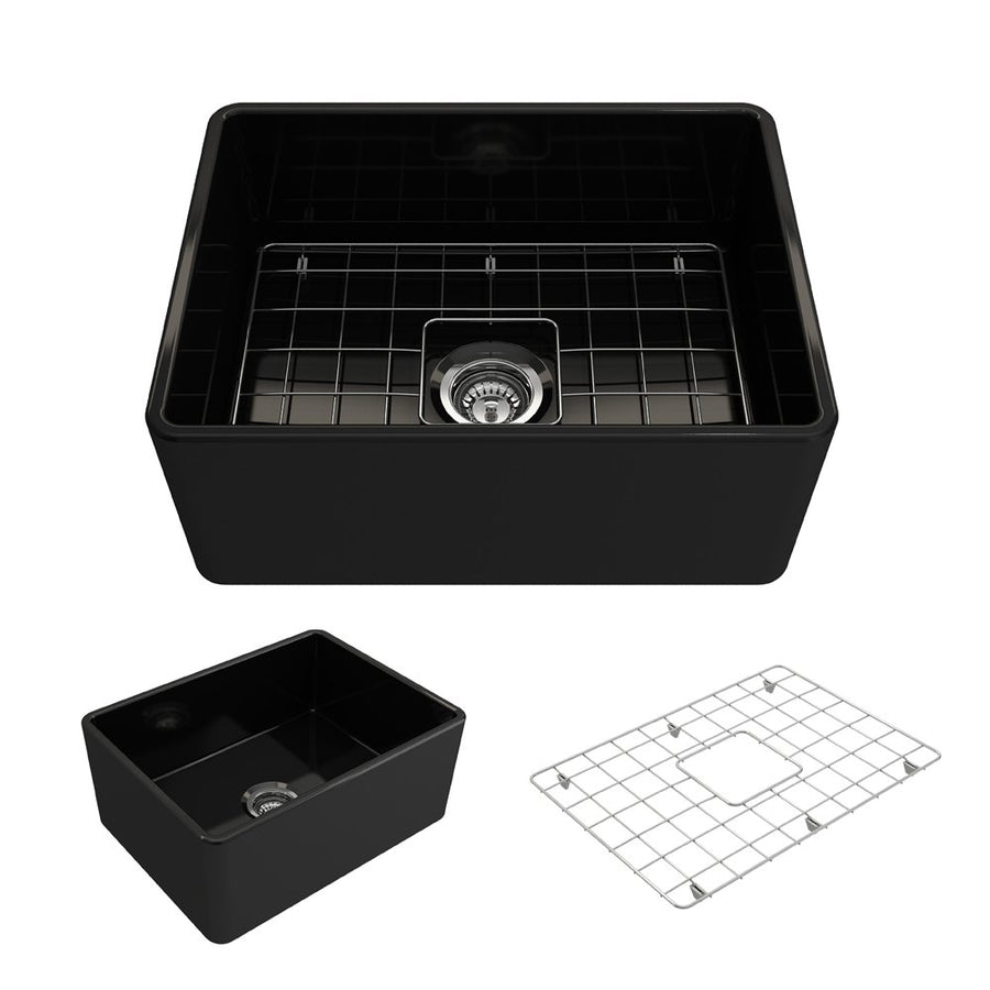 Classico 24' x 18' x 10' Single-Basin Farmhouse Apron Front Kitchen Sink in Black