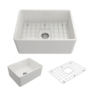 Classico 24' x 18' x 10' Single-Basin Farmhouse Apron Front Kitchen Sink in White