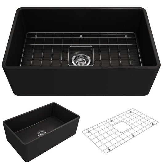 Classico 30" x 18" x 10" Single-Basin Farmhouse Apron Front Kitchen Sink in Matte Black