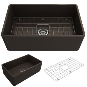 Classico 30' x 18' x 10' Single-Basin Farmhouse Apron Front Kitchen Sink in Matte Brown