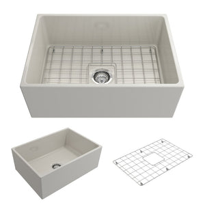 Contempo 27' x 19' x 10' Single-Basin Farmhouse Apron Front Kitchen Sink in Biscuit