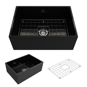 Contempo 27' x 19' x 10' Single-Basin Farmhouse Apron Front Kitchen Sink in Black