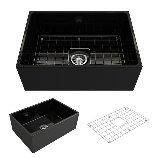 Contempo 27" x 19" x 10" Single-Basin Farmhouse Apron Front Kitchen Sink in Black