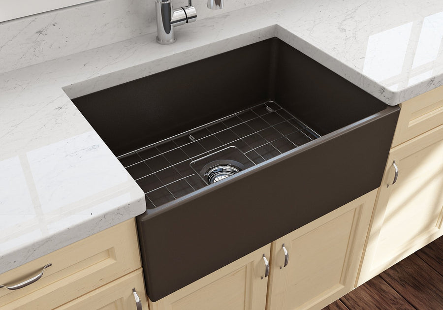 Contempo 27' x 19' x 10' Single-Basin Farmhouse Apron Front Kitchen Sink in Matte Brown