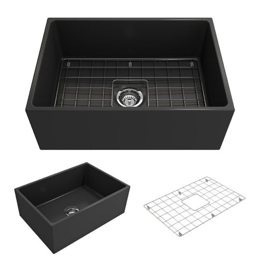 Contempo 27" x 19" x 10" Single-Basin Farmhouse Apron Front Kitchen Sink in Matte Dark Gray