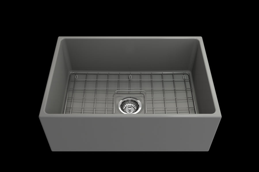 Contempo 27' x 19' x 10' Single-Basin Farmhouse Apron Front Kitchen Sink in Matte Gray