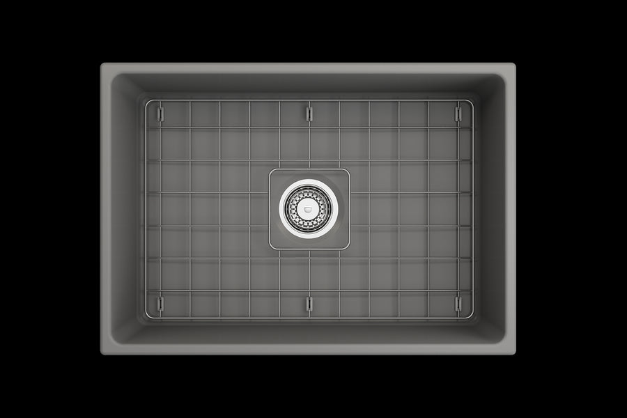 Contempo 27' x 19' x 10' Single-Basin Farmhouse Apron Front Kitchen Sink in Matte Gray