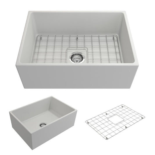 Contempo 27" x 19" x 10" Single-Basin Farmhouse Apron Front Kitchen Sink in Matte White