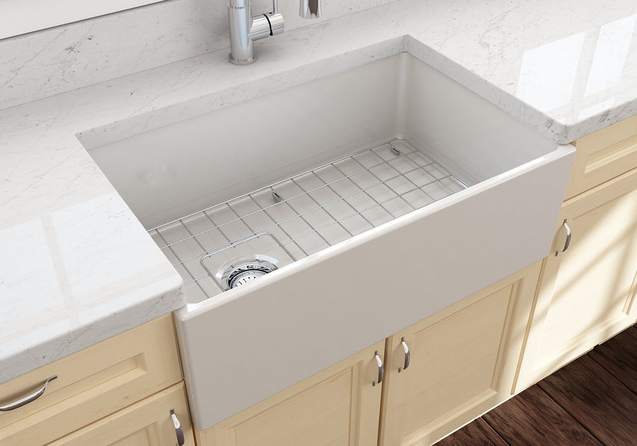 Contempo 30' x 19' x 10' Single-Basin Farmhouse Apron Front Kitchen Sink in Biscuit