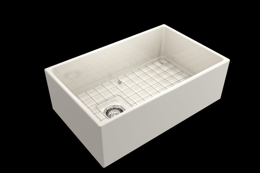 Contempo 30' x 19' x 10' Single-Basin Farmhouse Apron Front Kitchen Sink in Biscuit