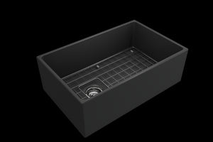 Contempo 30' x 19' x 10' Single-Basin Farmhouse Apron Front Kitchen Sink in Matte Dark Gray