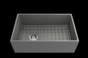 Contempo 30' x 19' x 10' Single-Basin Farmhouse Apron Front Kitchen Sink in Matte Gray