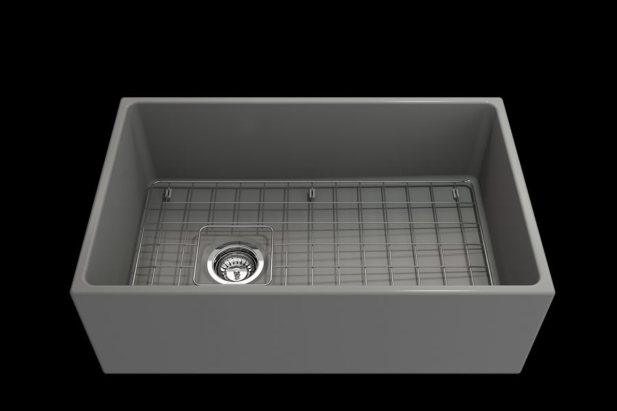 Contempo 30' x 19' x 10' Single-Basin Farmhouse Apron Front Kitchen Sink in Matte Gray