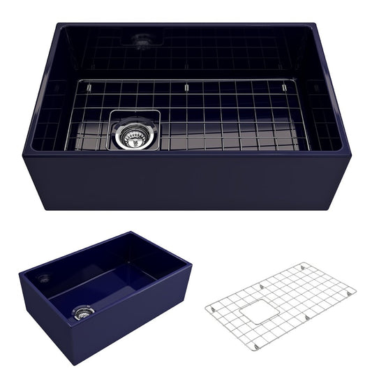Contempo 30" x 19" x 10" Single-Basin Farmhouse Apron Front Kitchen Sink in Sapphire Blue