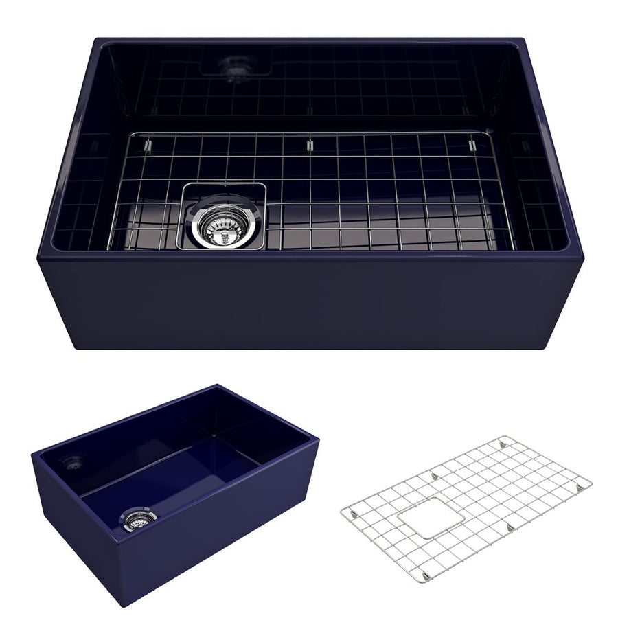 Contempo 30' x 19' x 10' Single-Basin Farmhouse Apron Front Kitchen Sink in Sapphire Blue