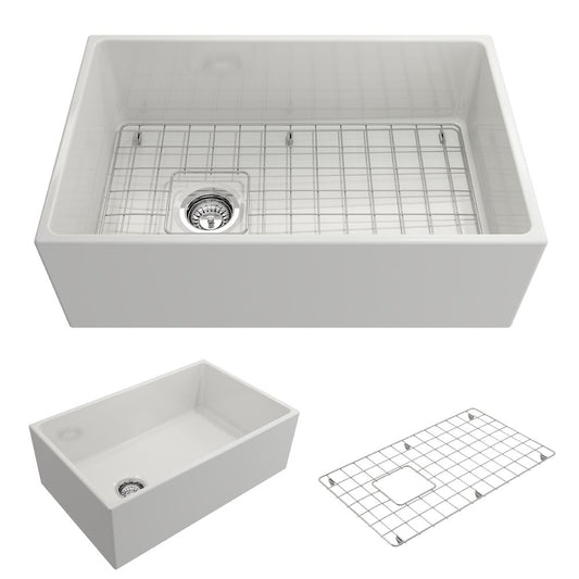 Contempo 30" x 19" x 10" Single-Basin Farmhouse Apron Front Kitchen Sink in White