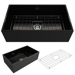 Contempo 33' x 19' x 10' Single-Basin Farmhouse Apron Front Kitchen Sink in Black