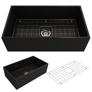 Contempo 33' x 19' x 10' Single-Basin Farmhouse Apron Front Kitchen Sink in Matte Black