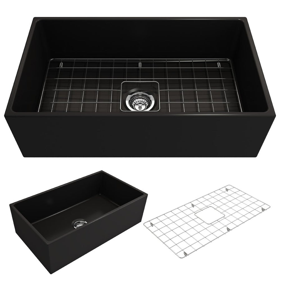 Contempo 33' x 19' x 10' Single-Basin Farmhouse Apron Front Kitchen Sink in Matte Black
