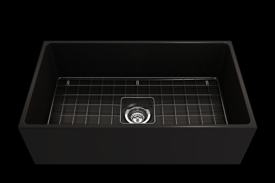 Contempo 33' x 19' x 10' Single-Basin Farmhouse Apron Front Kitchen Sink in Matte Black