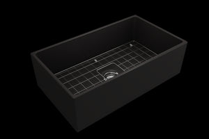Contempo 33' x 19' x 10' Single-Basin Farmhouse Apron Front Kitchen Sink in Matte Black