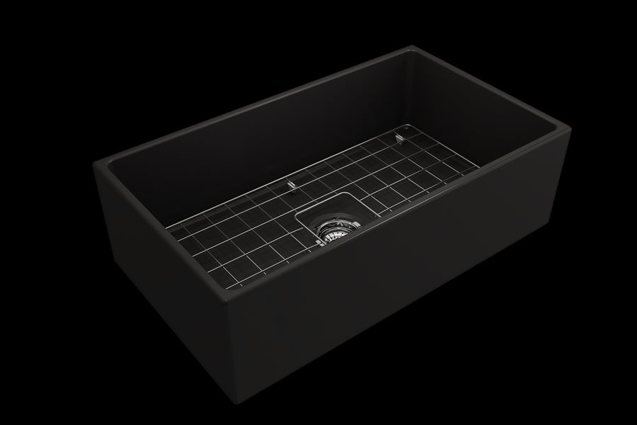 Contempo 33' x 19' x 10' Single-Basin Farmhouse Apron Front Kitchen Sink in Matte Black