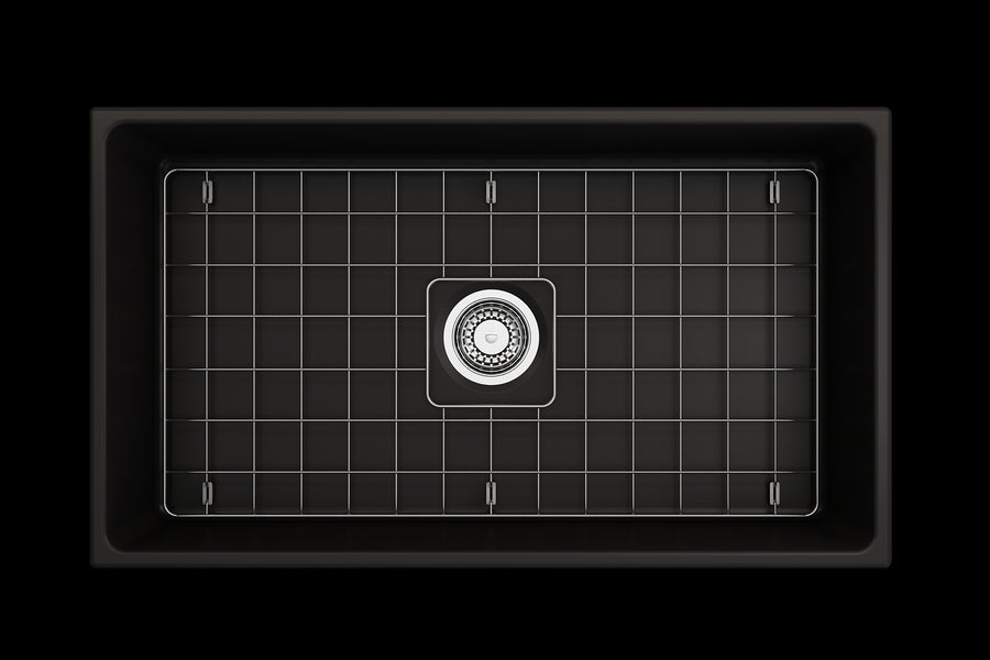 Contempo 33' x 19' x 10' Single-Basin Farmhouse Apron Front Kitchen Sink in Matte Black