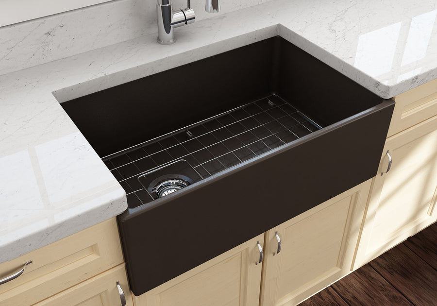Contempo 33' x 19' x 10' Single-Basin Farmhouse Apron Front Kitchen Sink in Matte Brown
