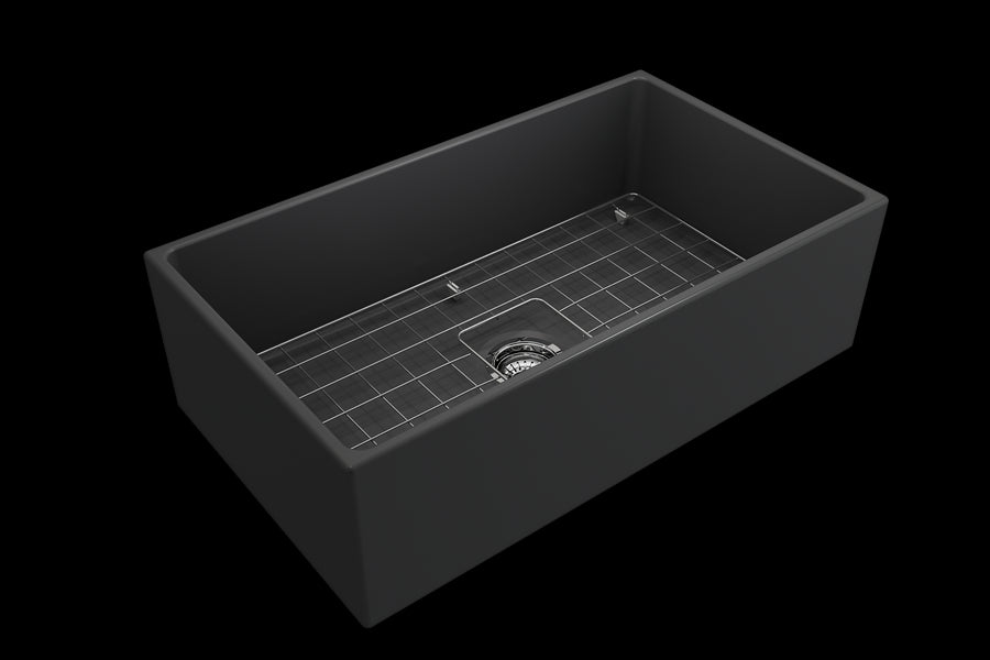 Contempo 33' x 19' x 10' Single-Basin Farmhouse Apron Front Kitchen Sink in Matte Dark Gray