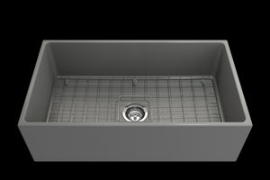 Contempo 33' x 19' x 10' Single-Basin Farmhouse Apron Front Kitchen Sink in Matte Gray