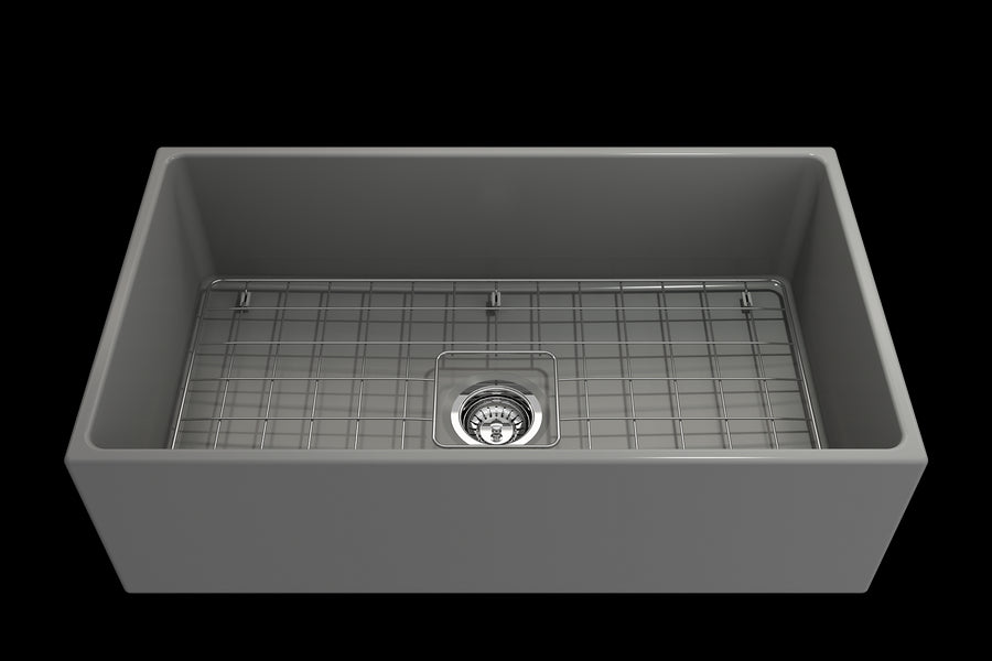 Contempo 33' x 19' x 10' Single-Basin Farmhouse Apron Front Kitchen Sink in Matte Gray