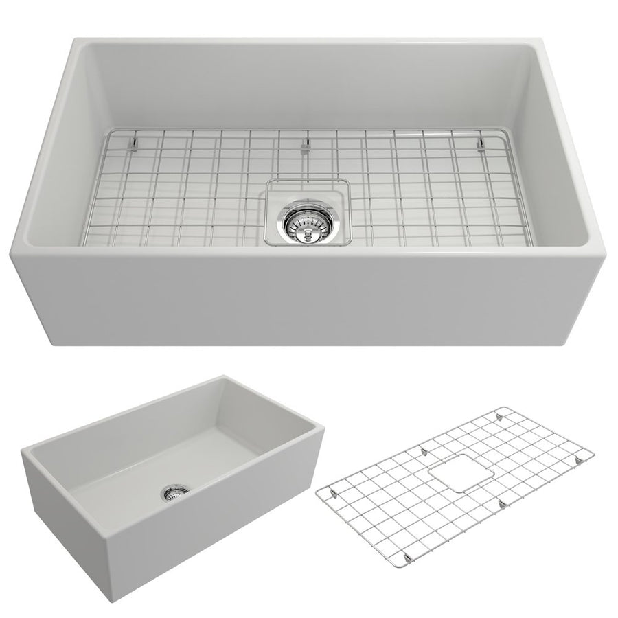 Contempo 33' x 19' x 10' Single-Basin Farmhouse Apron Front Kitchen Sink in Matte White