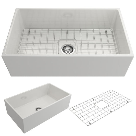 Contempo 33" x 19" x 10" Single-Basin Farmhouse Apron Front Kitchen Sink in White