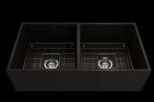 Contempo 36' x 19' x 10' Double-Basin Farmhouse Apron Front Kitchen Sink in Matte Black