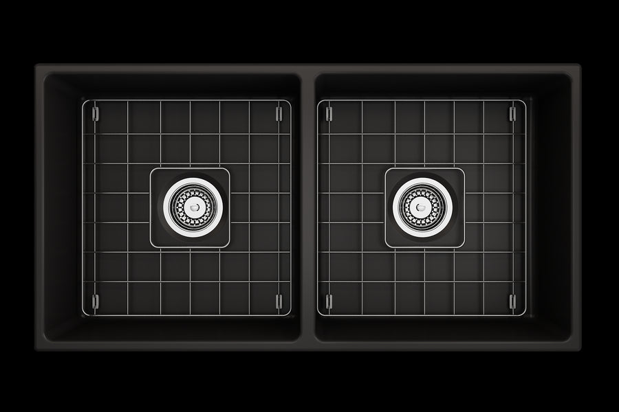 Contempo 36' x 19' x 10' Double-Basin Farmhouse Apron Front Kitchen Sink in Matte Black